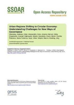 Urban Regions Shifting to Circular Economy: Understanding Challenges for New Ways of Governance