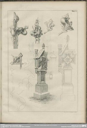 [Details des vorigen Blattes und ein einfacherer Grabstein]