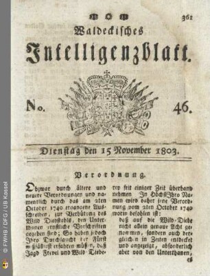 No. 46. Dienstag den 15 November 1803