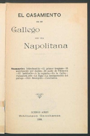 El casamiento de un gallego con una napolitana