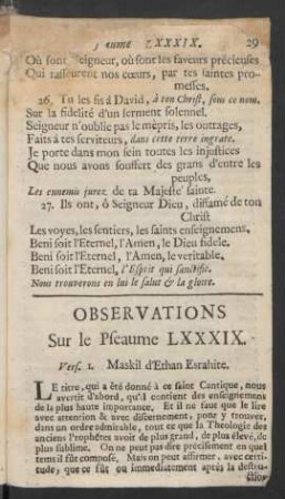 Observations Sur le Pseaume LXXXIX