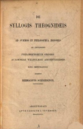 De syllogis Theognideis