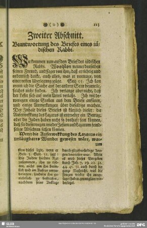 Zweiter Abschnitt. Beantwortung des Briefes eines iüdischen Rabbi