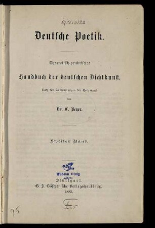 Bd. 2: Deutsche Poetik. Bd. 2