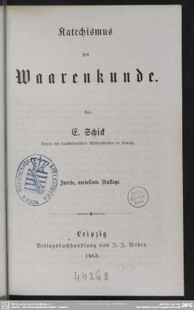 Katechismus der Waarenkunde