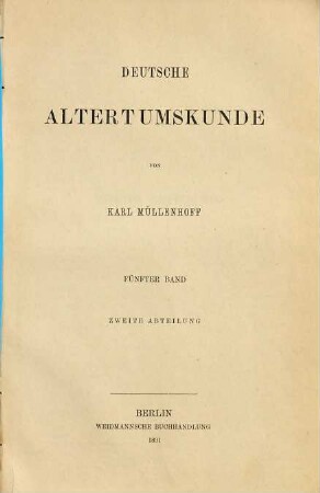 Deutsche Altertumskunde, 5,2