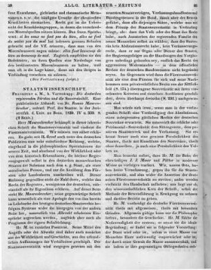Maurenbrecher, R.: Die deutschen regierenden Fürsten und die Souverainität. Eine publicistische Abhandlung. Frankfurt am Main: Varrentrapp 1839