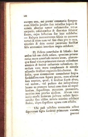II) Febres catarrhales & biliosæ: