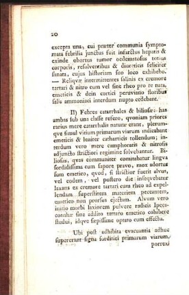 II) Febres catarrhales & biliosæ: