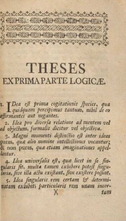 Theses ex prima parte logicæ.