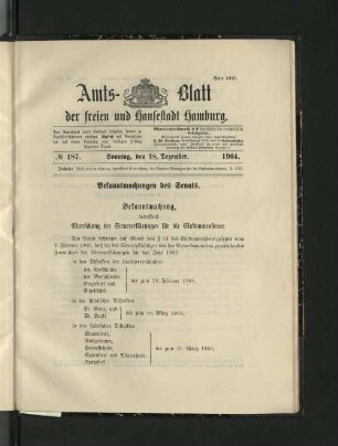 No. 187, 18. Dezember 1904.