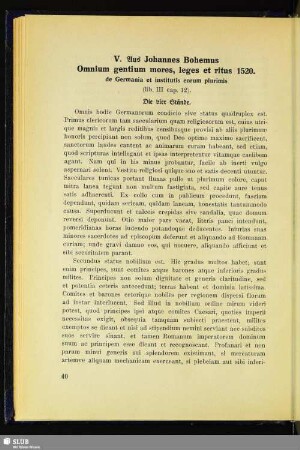 V. Aus Johannes Bohemus Omnium gentium mores, leges et ritus 1520