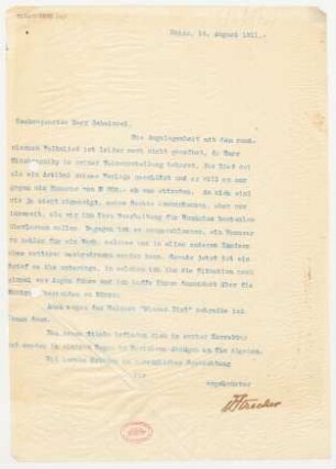 Brief an Willy Burmester : 14.08.1911