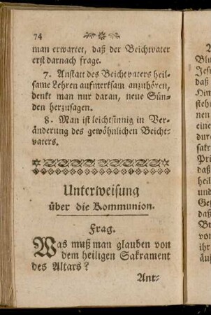 Unterweisung über die Kommunion.