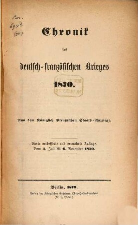 Chronik des deutsch-französischen Krieges 1870