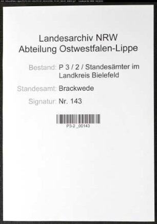 Sterberegister Standesamt Brackwede