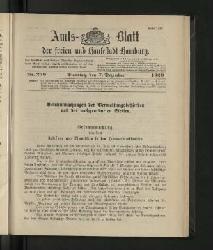 No. 256, 7. Dezember 1920