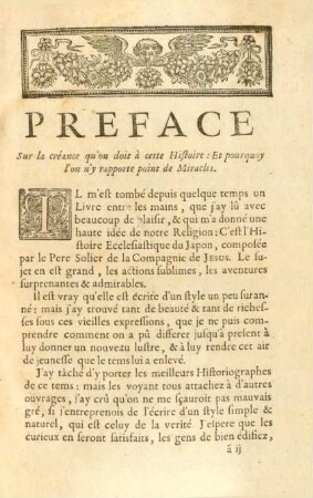 Preface sur la créance qu'on doit à cette histoire ...
