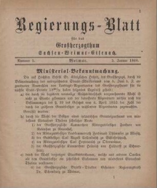 Nr. 1 : 3. Januar 1868