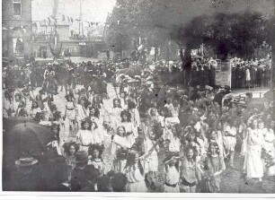 1900 Jahrfeier der Hermannsschlacht, Festzug, Bild 14. Detmold. Hiddesen. Papierabzug. Abzüge von Glassplattennegative