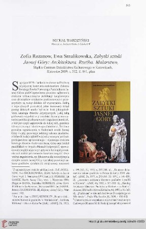 73: [Rezension von: Zofia Rozanow, Ewa Smulikowska, Zabytki sztuki Jasnej Góry]