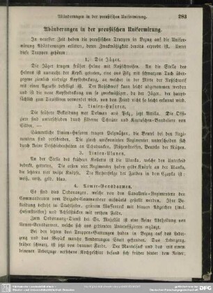 Abänderungen in der preußischen Uniformirung