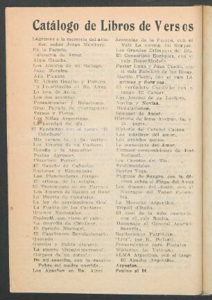 Catálogo de libros de versos