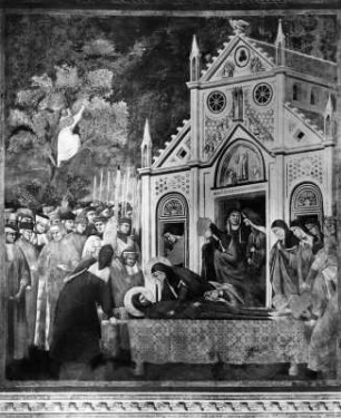 Die heilige Klara beweint den Leichnam des heiligen Franziskus vor San Damiano