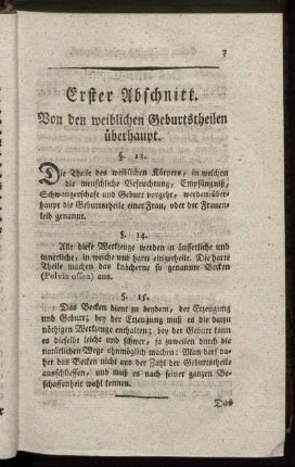 Erster Abschnitt. von den weiblichen Geburtstheilen überhaupt.