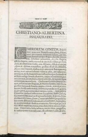 Christiano-Albertina Inauguratio.
