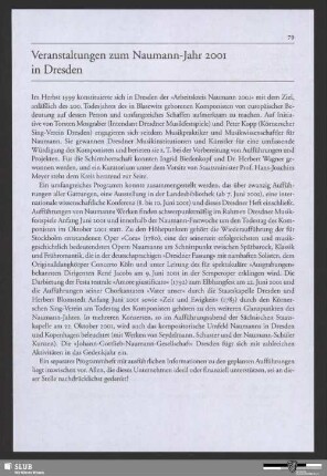 Veranstaltungen zum Johann-Gottlieb-Naumann-Jahr 2001