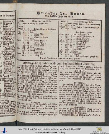 Astrologische Practica nach dem hundertjährigen Kalender.