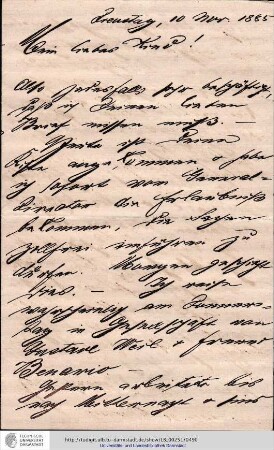 Brief vom 10.11.1885