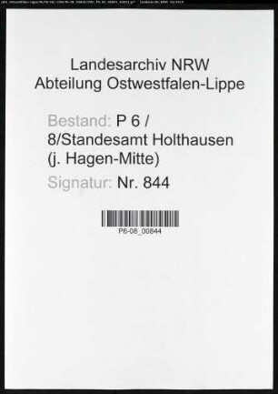 Sterberegister Standesamt Hagen-Holthausen
