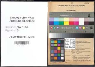 Entnazifizierung Anna Assenmacher , geb. 29.06.1904 ()