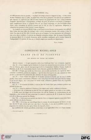 Concours Michel-Ange Grand Prix de Florence