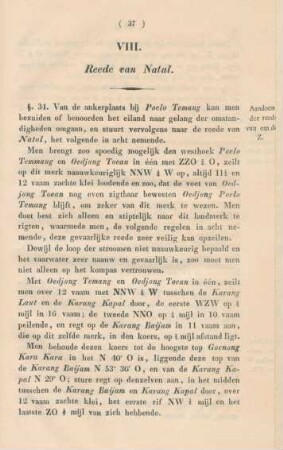 VIII. Reede van Natal