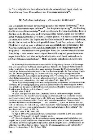 IV. Freie Beweiswürdigung - Fiktion oder Wirklichkeit