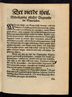 Der vierde theil. Widerlegung etlicher Ungrunde der Synergisten.