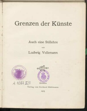 Grenzen der Künste : auch eine Stillehre