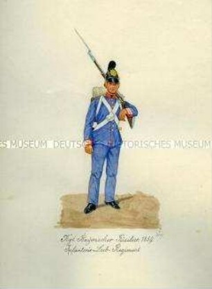 Uniformdarstellung, Füsilier des Infanterie-Leib-Regiments, Königreich Bayern, 1859.