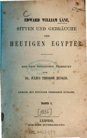 Sitten und Gebräuche der heutigen Egypter, 1
