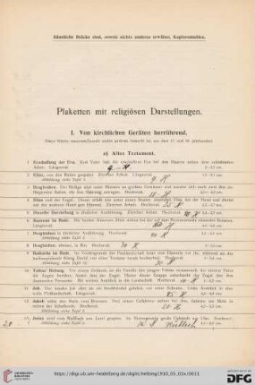 Plaketten mit religiösen Darstellungen (Nr. 1-903)