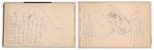 Laubblatt mit Gedicht (links), Porträt eines Mannes (rechts)