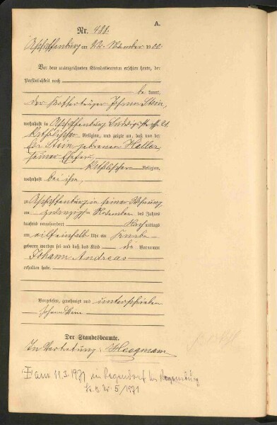 Standesamtsbuch der Stadt Aschaffenburg: Geburten 365/1900 - 184/1901