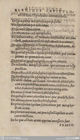 ELENCHUS CAPITULORU in hoc Opusculo contentoru.