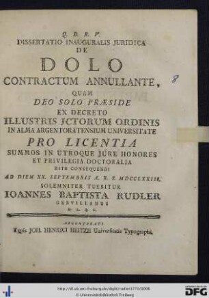 Dissertatio Inauguralis Juridica De Dolo Contractum Annullante