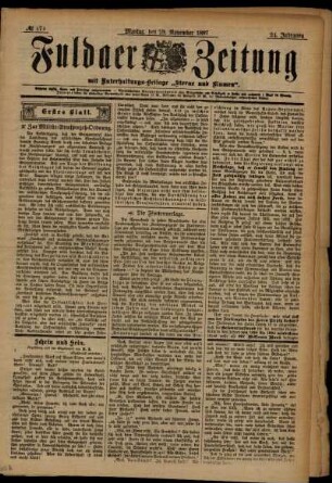 Erste Ausgabe vom Montag, den 29. November 1897.