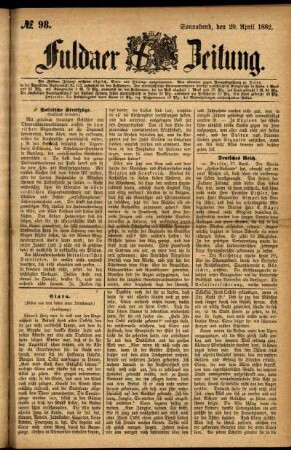 Ausgabe vom Samstag, den 29. April 1882.