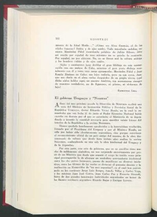 El gobierno uruguayo y "Nosotros"